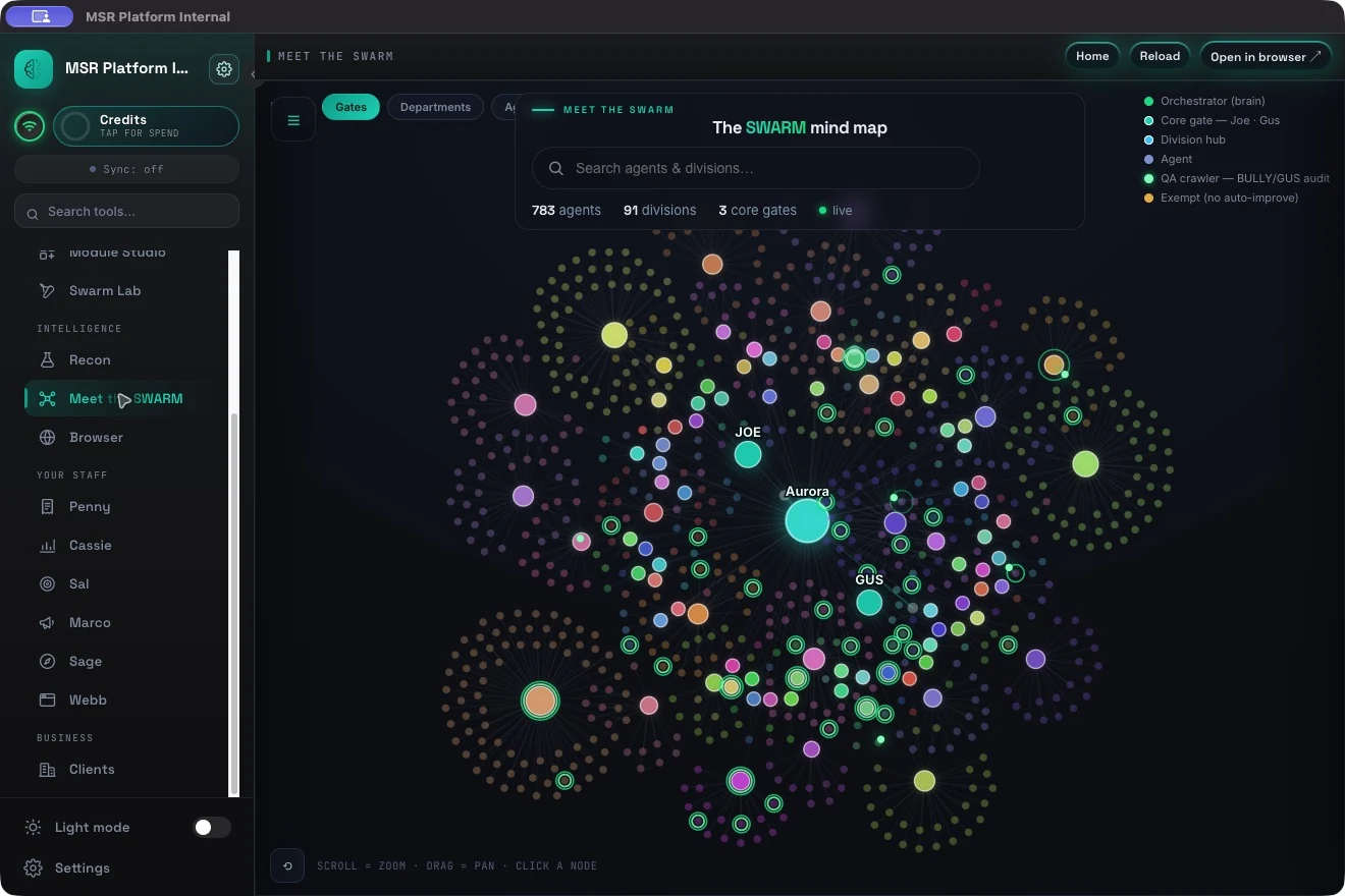 The agent map, captured in MSR Platform v1.10.440.